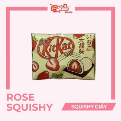 Squishy giấy kẹo kitkat vị mochi dâu Socola