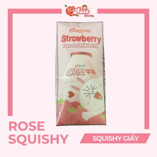 Squishy giấy sữa vị dâu