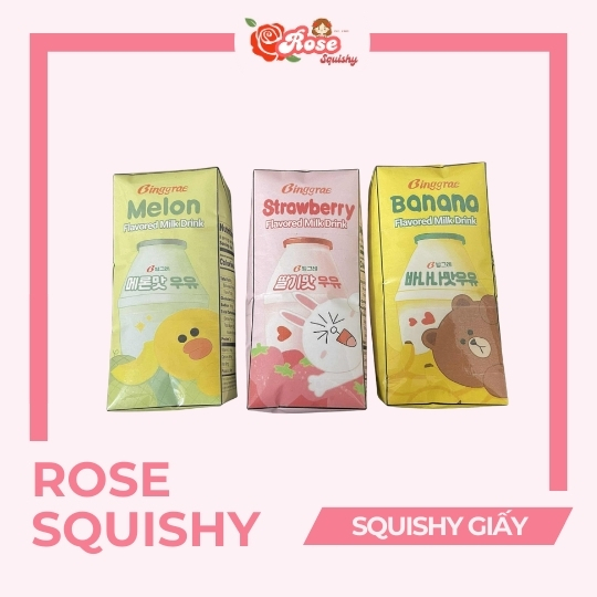 Squishy giấy sữa hoa quả Hàn Quốc